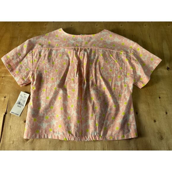 Jessica Simpson Floral Button-Up Top, Short Sleeve Shirt, XL(12) - Picture 5 of 6